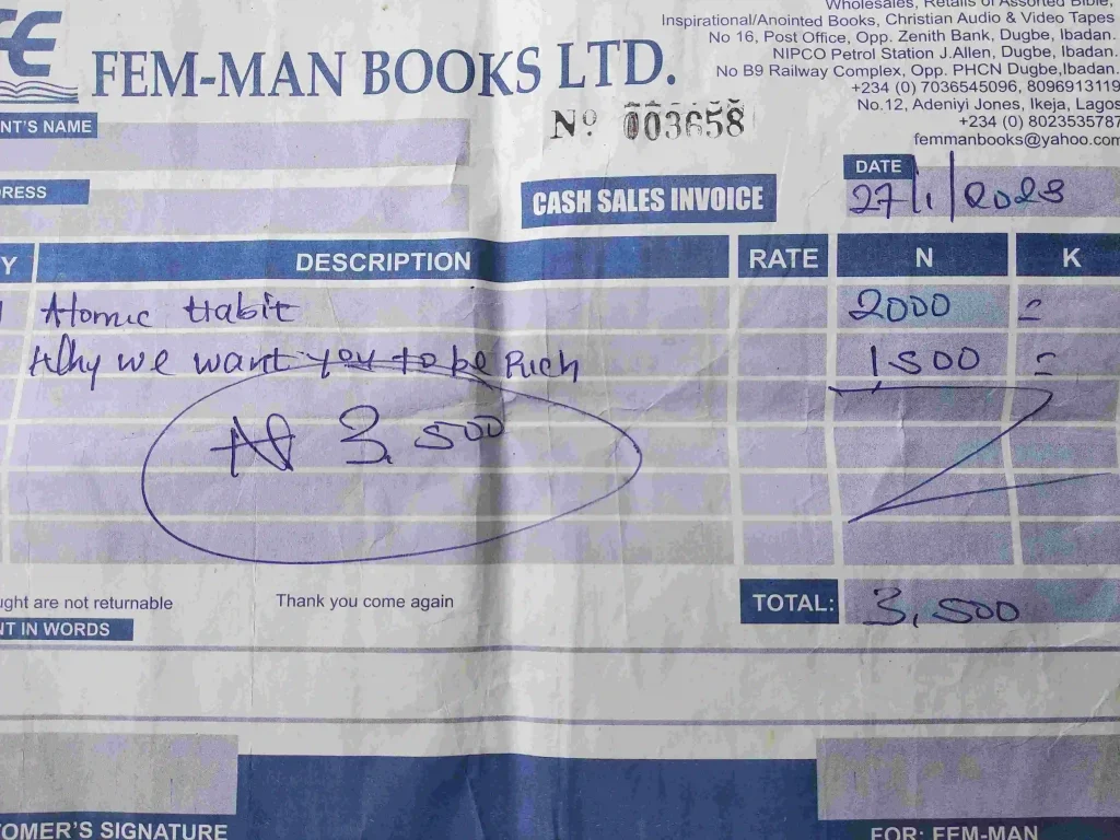 Atomic Habits Receipt